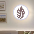 Modern White Led Wall Sconce With Sector/Leaf Pattern & Warm/White Light / Leaf