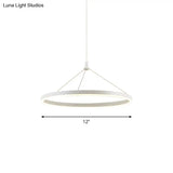 Modern White Loop Pendant Chandelier Led Acrylic Hanging Light - Adjustable Cord Grip