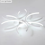Modern White Metal Flushmount Ceiling Lamp With Led Petal Design