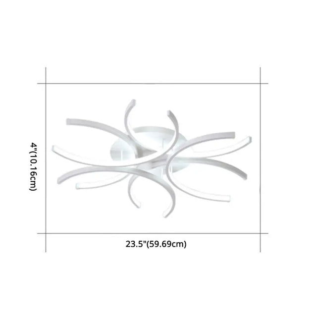 Modern White Metal Flushmount Ceiling Lamp With Led Petal Design