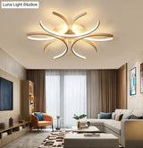 Modern White Metal Flushmount Ceiling Lamp With Led Petal Design