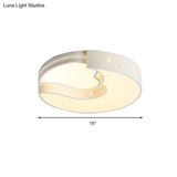 Modern White Metal Led Flushmount Ceiling Lamp For Living Room & Kitchen
