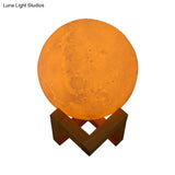 Modern White Moon Led Night Light Humidifier With Wooden Stand - Table