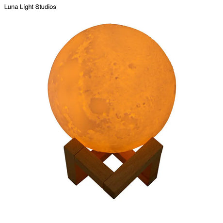 Modern White Moon Led Night Light Humidifier With Wooden Stand - Table