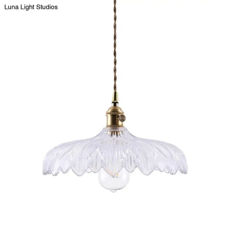 Modern White Prismatic Glass Umbrella Pendant Lamp - 10/12 Wide 1-Light Brass Suspension Ideal For