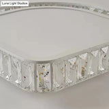 Modern White Quadrangle Led Acrylic Flush Mount Light With Crystal Inlay
