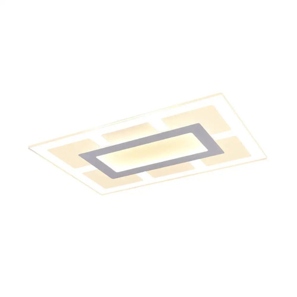 Modern White Rectangle Ceiling Light - Acrylic Led Flush Mount Warm/White (23.5/35.5 Wide)