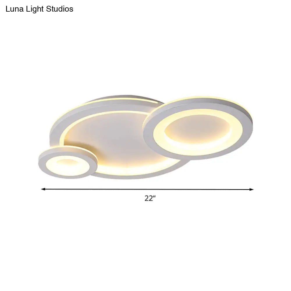 Modern White Ring And Oval Led Ceiling Light For Adult Child Room