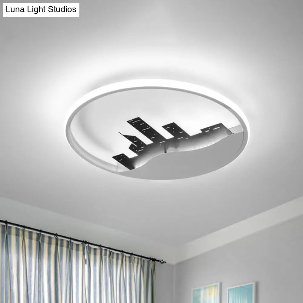 Modern White Round Led Acrylic Flush Mount Light Fixture With Warm/White Lighting
