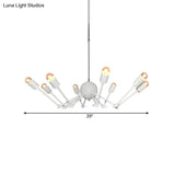 Modern White Spider Chandelier: Extendable 8-Bulb Iron Pendant Light With Open Bulb Design