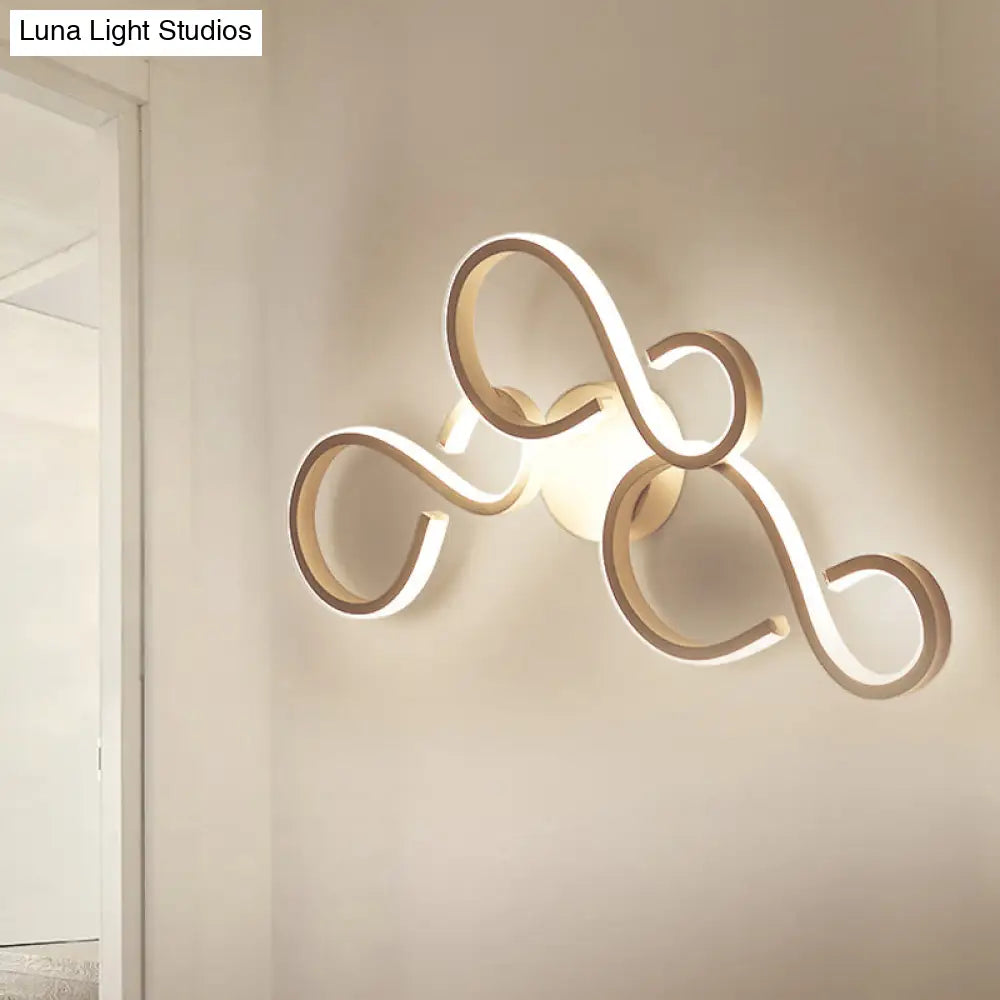Modern White Spiral Wall Sconce Light With Acrylic Led For Living Room