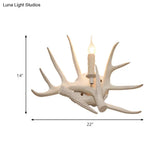 Modern White Wall Sconce With Antler Resin Shade For Living Room Lighting