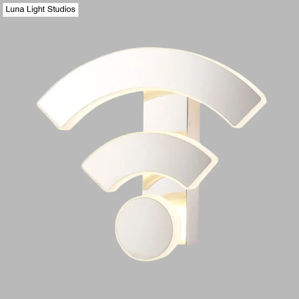 Modern Wifi Logo Sconce Light: Acrylic Led Wall Lamp In Warm/White Light For Bedroom