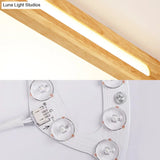 Modern Wood Beige Led Ceiling Light For Bedroom - Rectangle Flush Mount Lamp 12’/18’/21’/25.5’ Wide