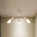 Modern Wood Capsule Semi Mount Ceiling Lamp For Bedroom - Beige 3/5 - Light 3 /