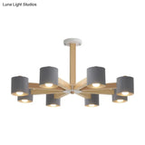 Modern Wood Cylindrical Kids Bedroom Pendant Light With Shade - Ceiling Chandelier