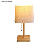 Modern Wood Desk Lamp With Fabric Shade - Ideal For Reading And Studying