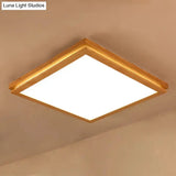 Modern Wood Flush Mount Led Ceiling Light For Living Room With Acrylic Shade –