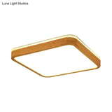Modern Wood Flush Mount Led Lamp With Frosted Diffuser - Beige Natural Light Multiple Sizes