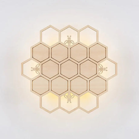 Modern Wood Honeycomb Led Wall Sconce - Warm Light For Balcony Child Bedroom & More