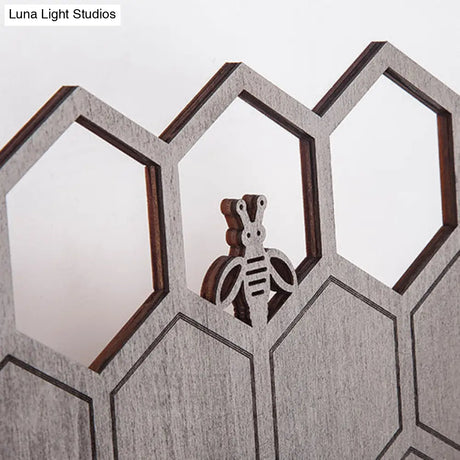 Modern Wood Honeycomb Led Wall Sconce - Warm Light For Balcony Child Bedroom & More