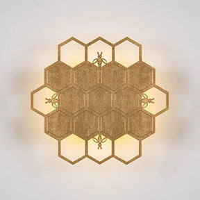 Modern Wood Honeycomb Led Wall Sconce - Warm Light For Balcony Child Bedroom & More Antique Brass