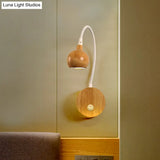 Modern Wood Led Wall Sconce With Adjustable Arm - White & Beige