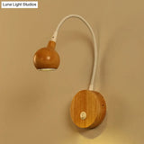 Modern Wood Led Wall Sconce With Adjustable Arm - White & Beige