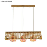 Modern Wood Pendant Light In Roof Shape Beige Hanging Fixture 16/19.5 Width