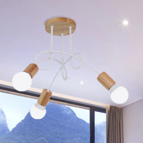 Modern Wood Semi Flush Mount Ceiling Light With Twisted Design For Bedroom 3 /