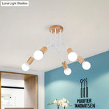 Modern Wood Semi Flush Mount Ceiling Light With Twisted Design For Bedroom