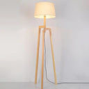 Modern Wood Tripod Floor Lamp With Fabric Shade - Simple & Stylish Design