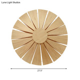 Modern Wood Veneer Wall Sconce Lighting - 19.5/23.5 Diameter Circular Design 1 Light For Living Room