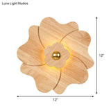 Modern Wood Wall Sconce With Led Lights For Flower Bedside
