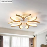 Modern Wood Y-Shape Semi Flush Light With 3/5 Heads - 23.5’/27.5’ W Led Ceiling Lamp In Warm/White