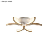 Modern Wood Y-Shape Semi Flush Light With 3/5 Heads - 23.5’/27.5’ W Led Ceiling Lamp In Warm/White