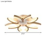 Modern Wood Y-Shape Semi Flush Light With 3/5 Heads - 23.5’/27.5’ W Led Ceiling Lamp In Warm/White