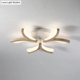 Modern Wood Y-Shape Semi Flush Light With 3/5 Heads - 23.5’/27.5’ W Led Ceiling Lamp In Warm/White
