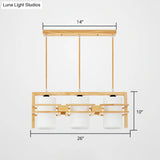 Modern Wooden 3-Bulb Island Pendant Light With Cylindrical Fabric Shade