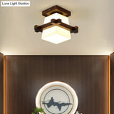 Modern Wooden Ceiling Light With Glass Shade - Simplicity And Elegance In 1-Light Semi Flush