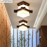 Modern Wooden Ceiling Light With Glass Shade - Simplicity And Elegance In 1-Light Semi Flush