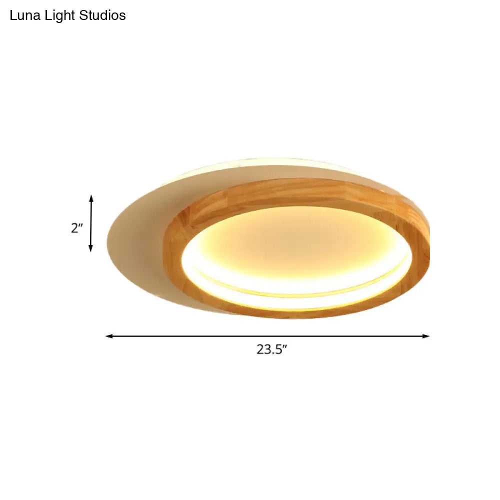 Modern Wooden Led Spotlight Flush Mount Ceiling Light For Living Room - 16’/23.5’ Width