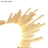 Modern Wooden Round Flush Ceiling Light For Dining Room Décor