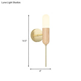 Modern Wooden Wall Lamp With Led Light Fixture And Handle - Capsule Design For Living Room