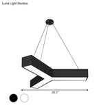 Modern Y-Shaped Gymnasium Led Ceiling Lamp In Black/White 3 Sizes Available