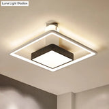 Modernism Square Led Flush Mount Ceiling Light In Black Warm/White 16’/19.5’ Wide