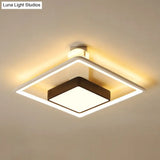Modernism Square Led Flush Mount Ceiling Light In Black Warm/White 16’/19.5’ Wide