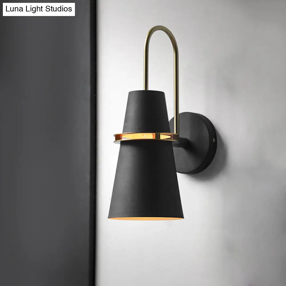 Modernism Tapered Sconce Light: Wall Mounted Lamp For Dining Room - Black/White/Blue
