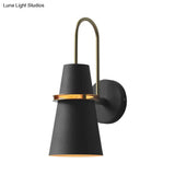 Modernism Tapered Sconce Light: Wall Mounted Lamp For Dining Room - Black/White/Blue