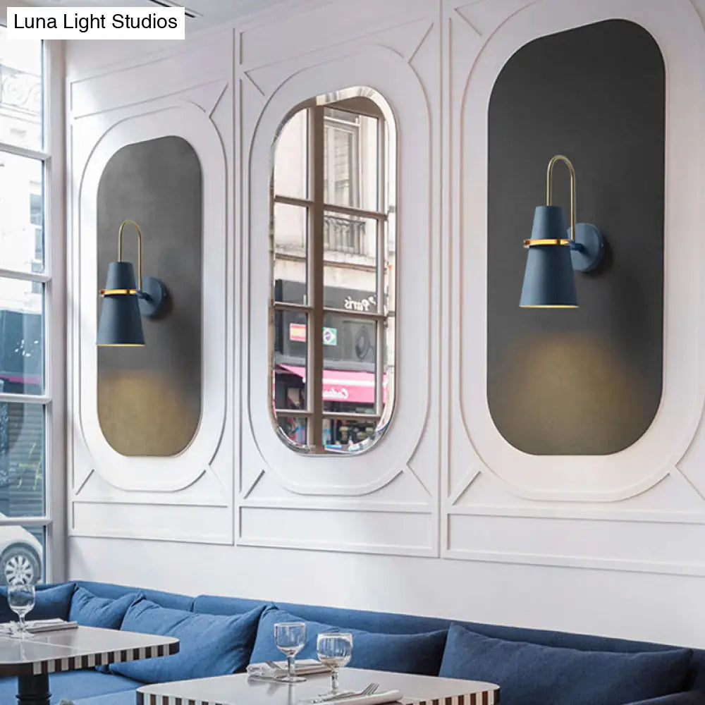 Modernism Tapered Sconce Light: Wall Mounted Lamp For Dining Room - Black/White/Blue